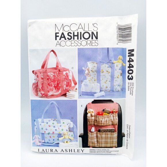 Bags & Car Organizer Sewing Pattern McCall's 4403 Fashion Uncut Laura Ashley - Picture 1 of 2